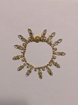 Rhinestone Aurora Borealis Crystal tassle chain bracelet - image3